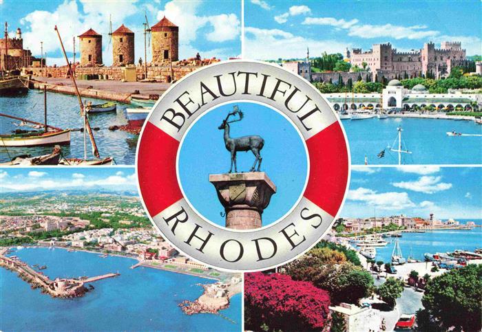 Rhodes RHODOS Greece Hafenpartie Schloss Fliegeraufnahme Panorama
