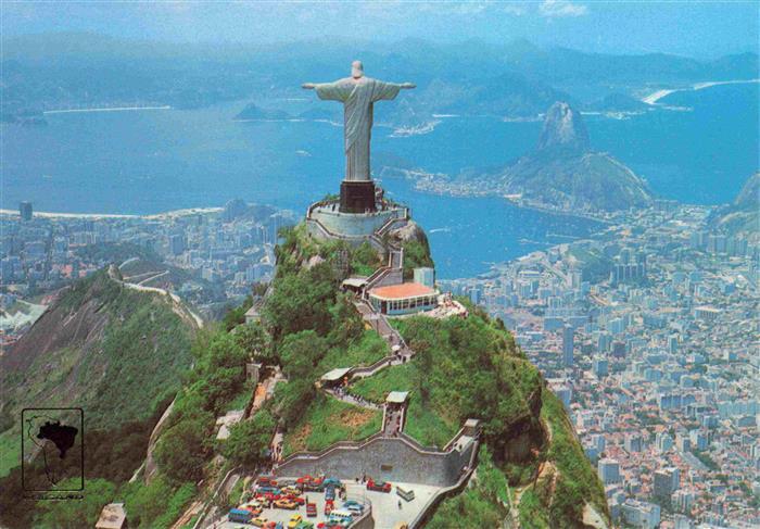 RIO DE JANEIRO Brazil Aerial View Christ Redeemer