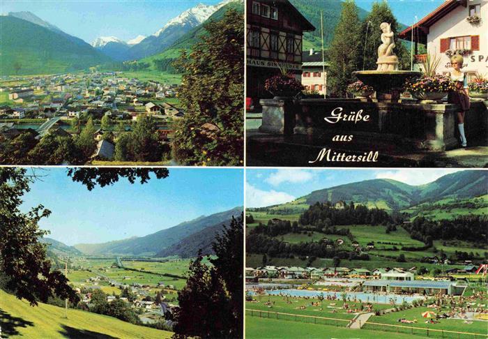 Mittersill Oberpinzgau AT Markt mit Felbertauern Marktplatz mit Brunnen Felberta