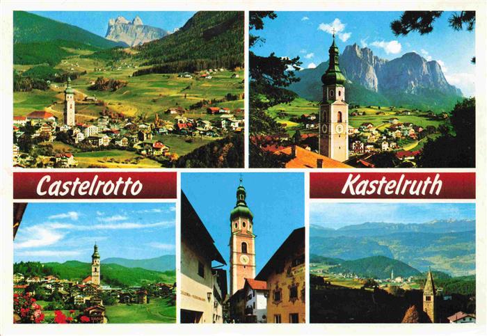 Castelrotto Kastelruth Suedtirol IT Panorama Kirchen Teilansichten