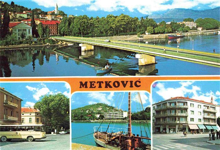 Metkovic Croatia Bruecke Bus Fischerboot Ortspartie
