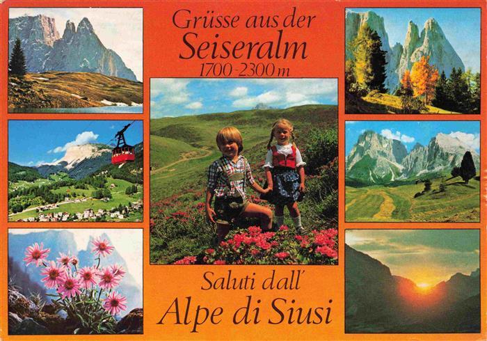 Seiseralm Alpe di Siusi Trentino IT Panorama Teilansichten Kinder Luftseilbahn S