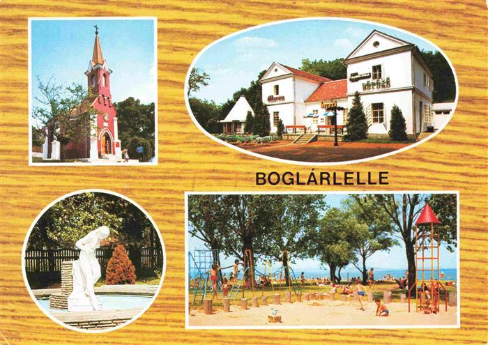 Boglarlelle Balatonlelle HU Kirche Gasthaus Brunnenfigur Strand