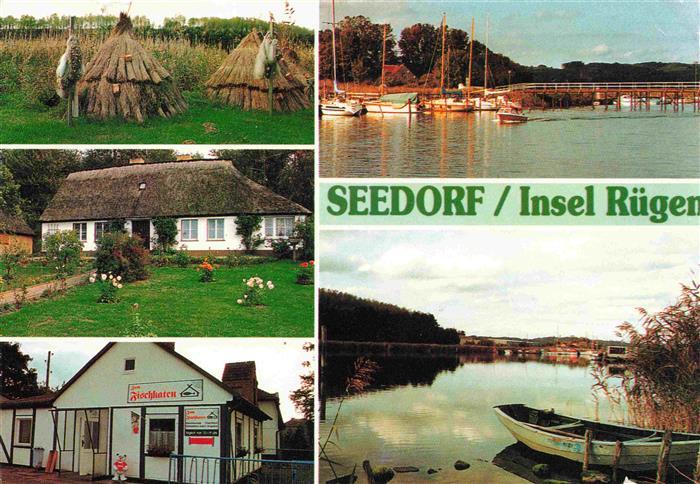 Seedorf Insel Ruegen Strohhuetten Gaststaette Fischkaten Bootshafen Panorama