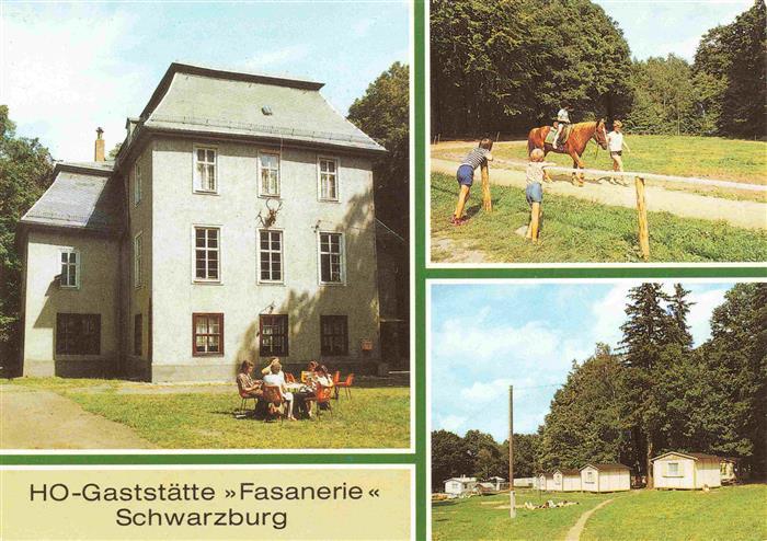 Schwarzburg Rudolstadt Thueringen HO Gaststaette Fasanerie Pferdekoppel Bungalow
