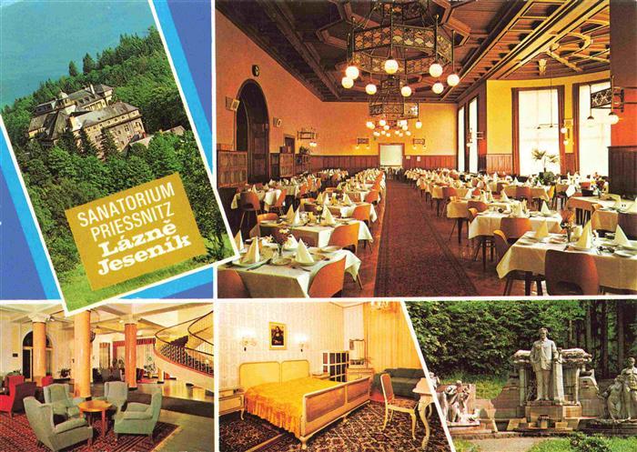 Lazne Jesenik Sanatorium Priessnitz Speisesaal Foyer Zimmer Park