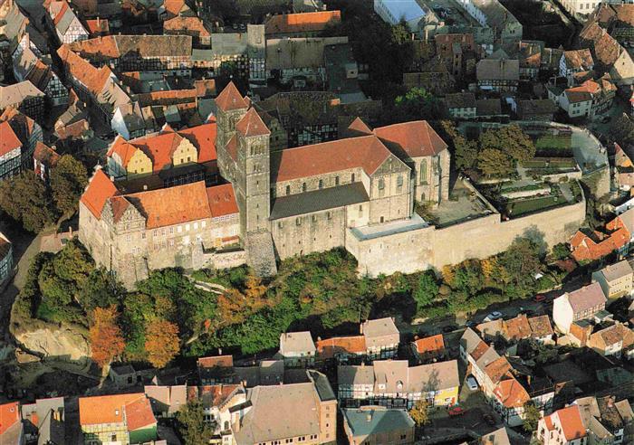 Quedlinburg Harz Stiftskirche und Schloss Fliegeraufnahme