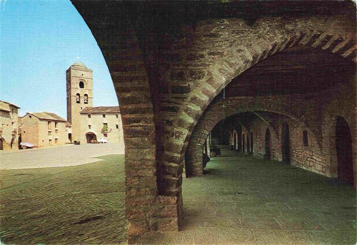 Ainsa Pirineo Aragones Arcos Plaza Mayor y Torre Parroquial