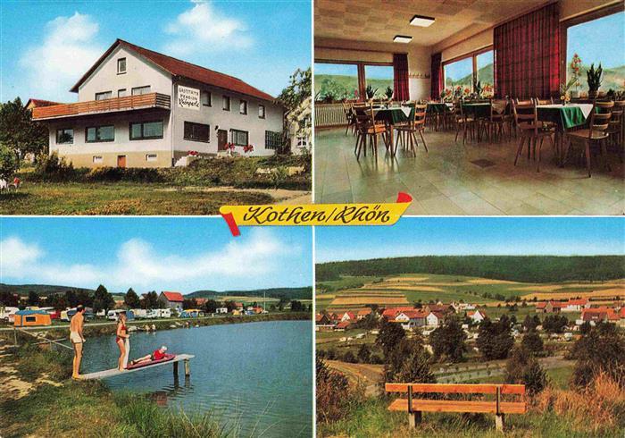 Kothen Motten Bayern Gaststaette Pension Rhoenperle Gastraum Badesee Panorama