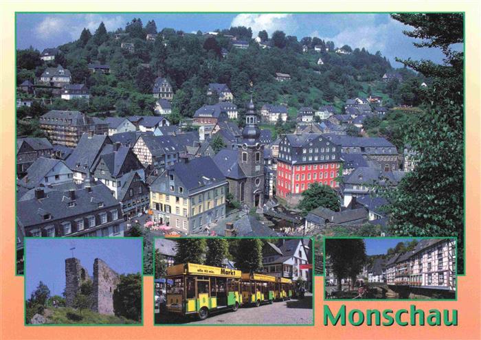 Monschau Montjoie NRW Panorama Ruine Bus Ortspartie