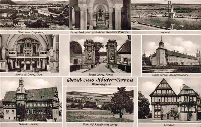 Corvey Hoexter Weser Panorama Blick vom Ziegenberg Kirche Innenansichten Schloss