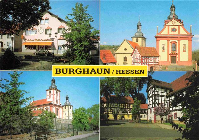 Burghaun Motive Ortszentrum Baeckerei Kirche Fachwerkhaeuser