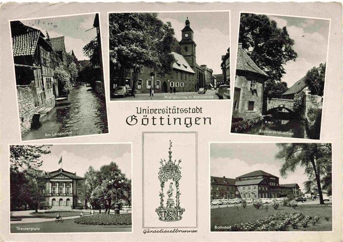 GoeTTINGEN  Niedersachsen Leinekanal Marienkirche Kommende Bismarckhaeuschen The