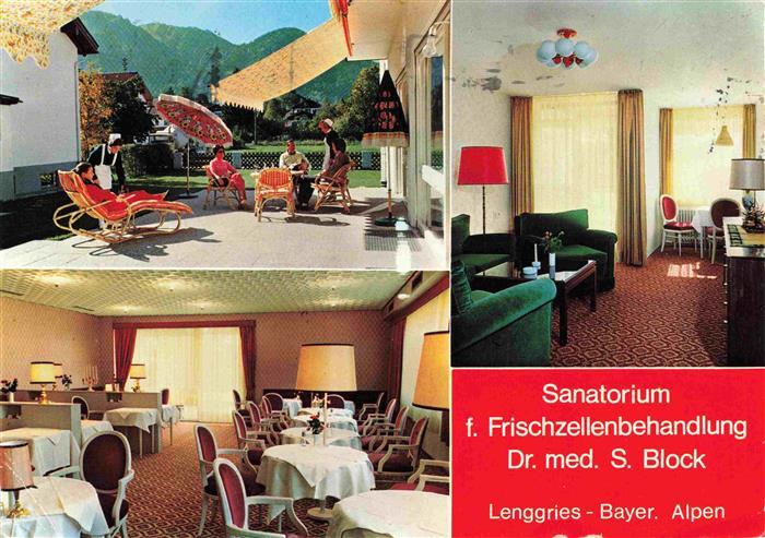 Lenggries Sanatorium fuer Frischzellenbehandlung Dr. Block Speiseraum Terrasse P