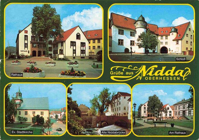 Nidda Rathaus Schloss Stadtkirche Niddabruecke Platz