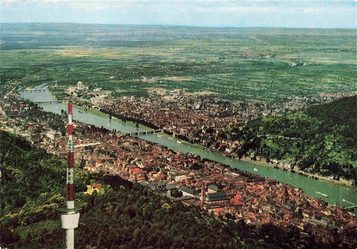 Heidelberg Neckar Panorama Blick vom Fernsehturm auf dem Koenigstuhl