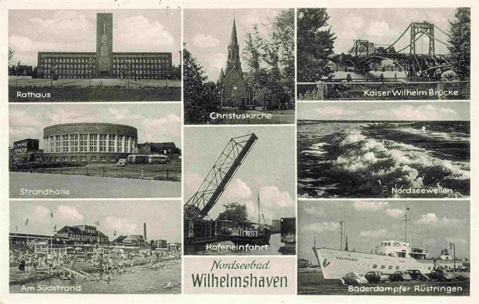 Wilhelmshaven CITY Rathaus Strandhalle Suedstrand Christuskirche Hafeneinfahrt