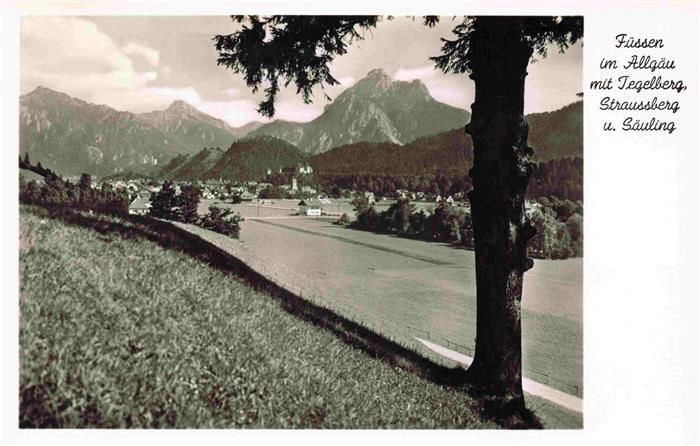 Fuessen am Lech Allgaeu Bayern Panorama Blick gegen Tegelberg Straussberg und Sa