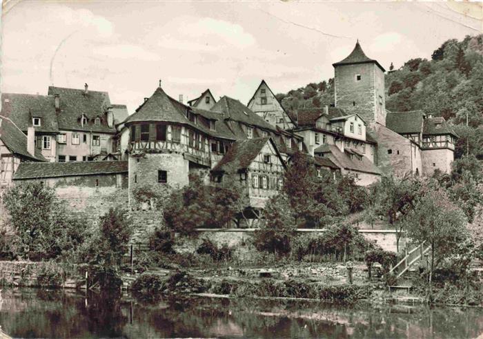 Schwaebisch Hall BW Partie am Kocher mit Weilertorturm und Gerberturm