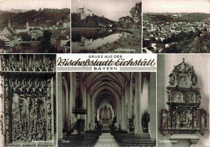 Eichstaett Oberbayern Panorama Bischofsstadt Willibaldsburg Dom Innenansicht Alt