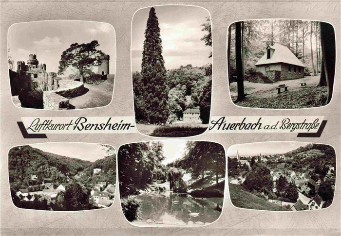 Auerbach Bensheim Bergstrasse Teilansichten Panorama Waldhuette Burgruine