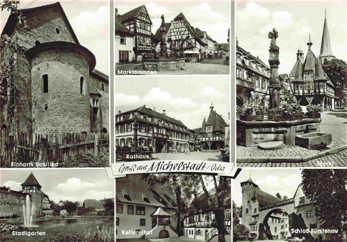 Michelstadt Odenwald Hessen Basilika Stadtgarten Marktbrunnen Rathaus Kellereiho