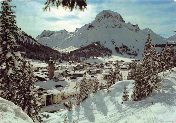 Lech Vorarlberg AT Winterpanorama Wintersportplatz Blick gegen Hasenfluh Omeshor