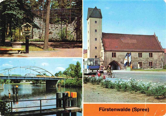 Fuerstenwalde Spree Heimattiergarten Spree Bruecke der Thaelmann-Pioniere Rathau