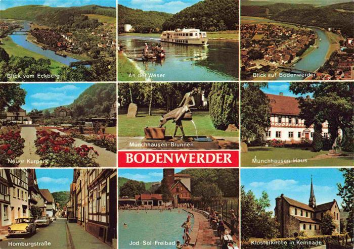 Bodenwerder Panorama Blick vom Eckberg Partie an der Weser Luftbild Kurpark Muen