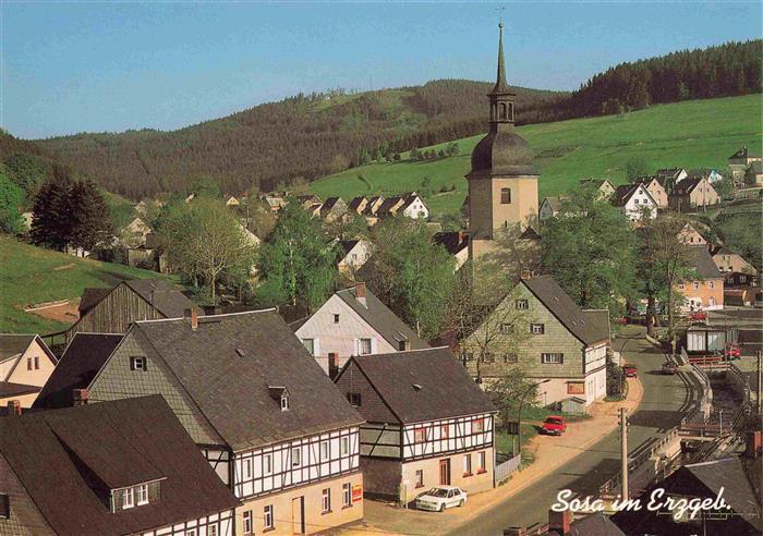 Sosa Erzgebirge Teilansicht mit Kirche