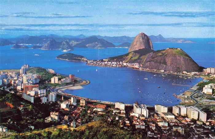 RIO DE JANEIRO Brazil Guanabara Bay Urca and Sugar Loaf aerial view