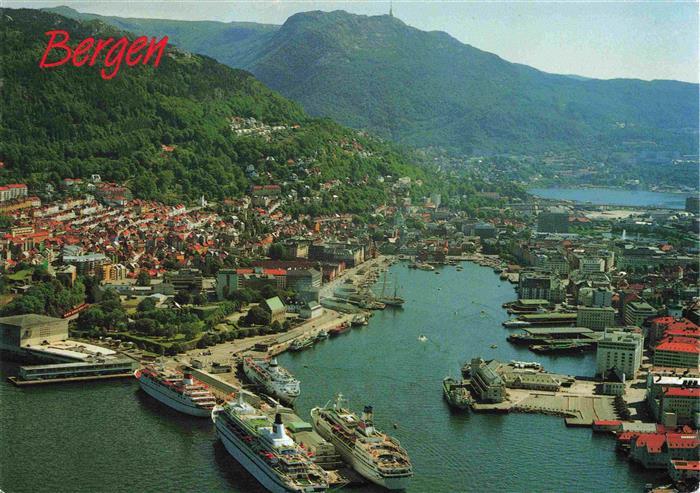 Bergen Norwegen Panorama Hafen