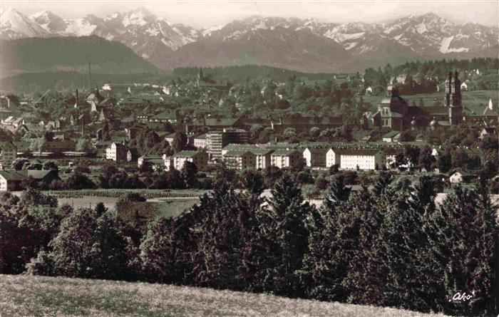 Kempten Allgaeu mit Oberallgaeuer Alpenkette