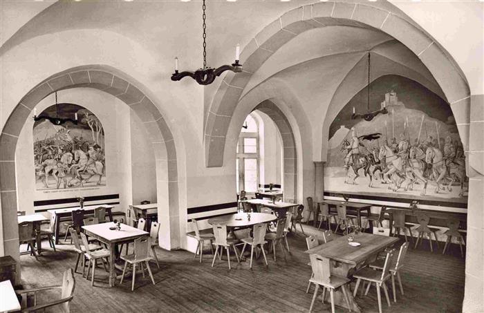 Bad Bergzabern Burg Berwartstein Gaststaette im frueheren Rittersaal