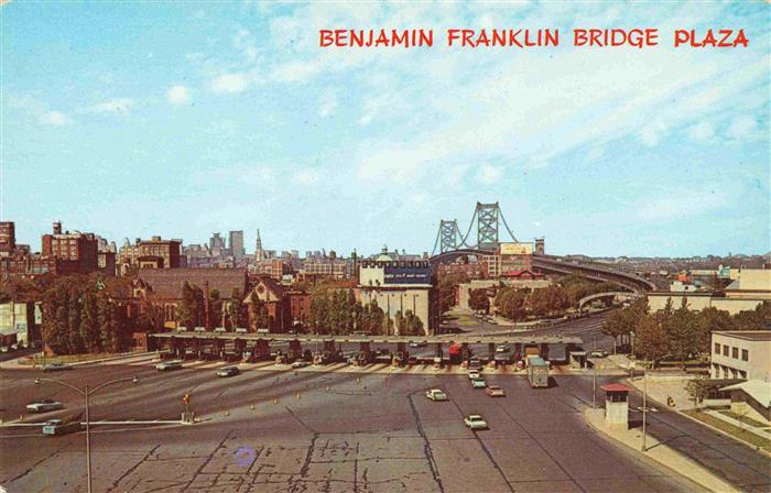 Camden New Jersey USA The Benjamin Franklin Bridge Plaza