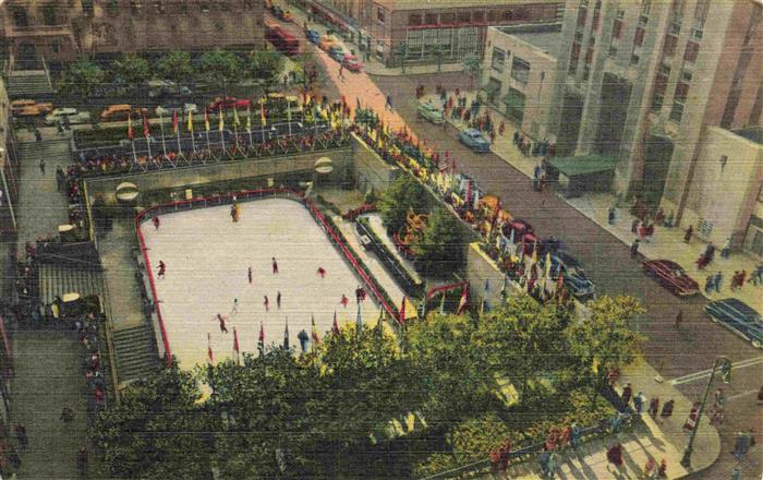 NEW YORK City USA The Rockefeller Plaza Outdoor Ice Skating Rink