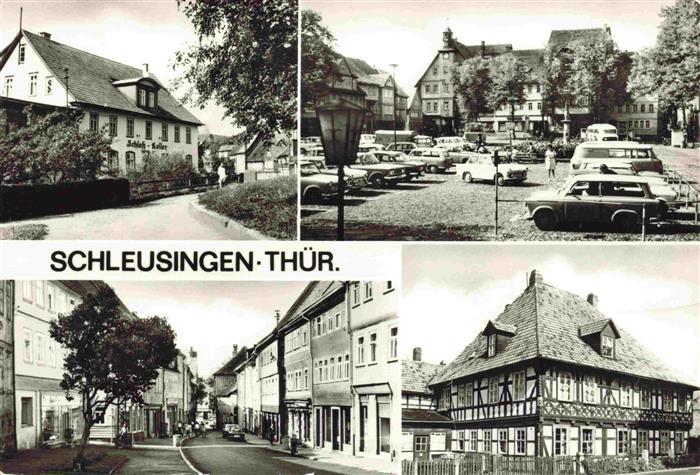 Schleusingen Gaststaette Schloss Keller Markt Bertholdstrasse Hist Fachwerkhaus