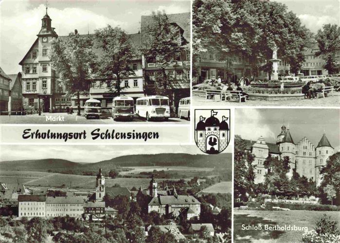 Schleusingen Markt Brunnen Panorama Schloss Bertholdsburg