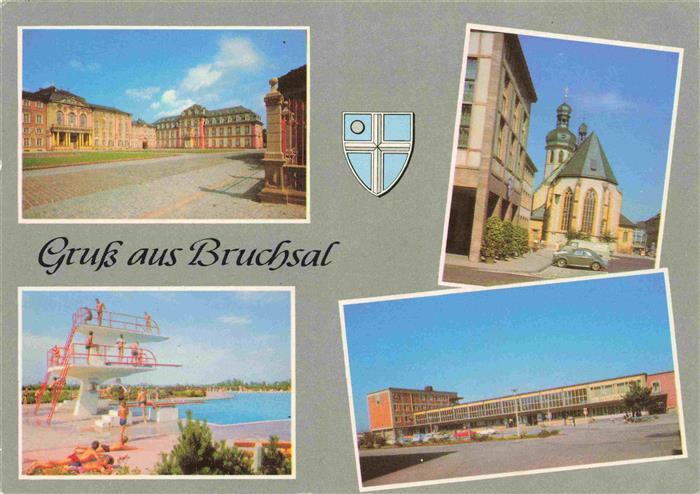 BRUCHSAL Baden Schloss Rathaus mit Stadtkirche Bad Bahnhof