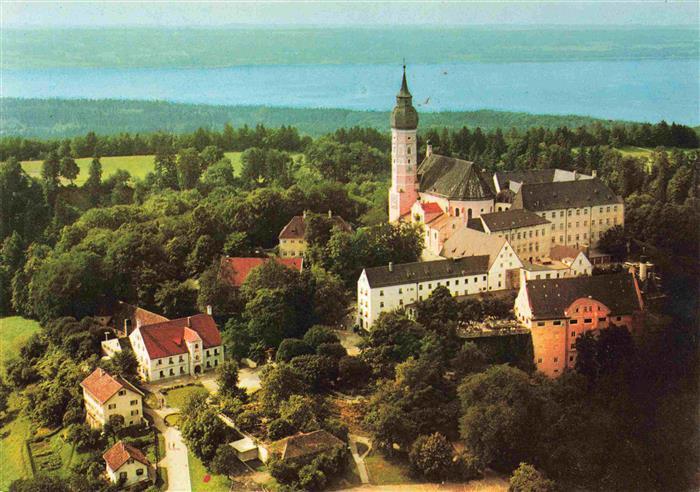 Andechs Bayern Kloster Andechs am Ammersee Fliegeraufnahme