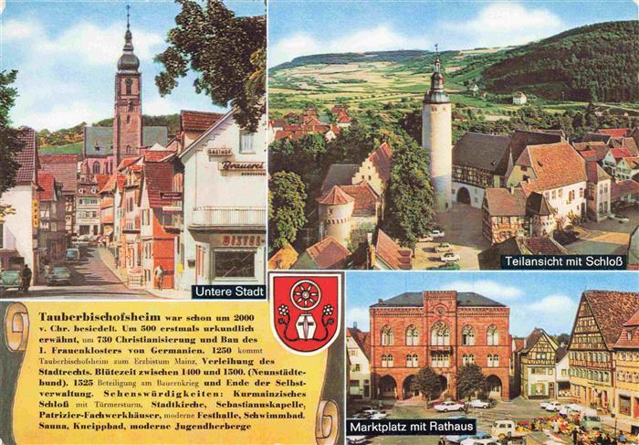 Tauberbischofsheim Untere Stadt Teilansicht mit Schloss Marktplatz Rathaus