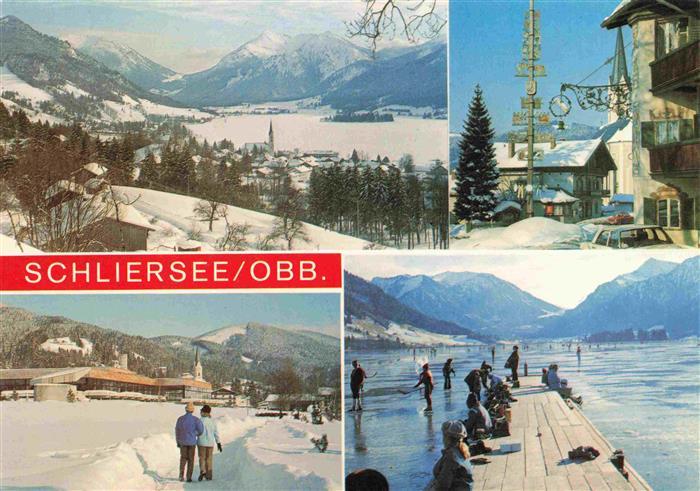 Schliersee Panorama Ortspartie Winterspaziergang Zugefrorener See