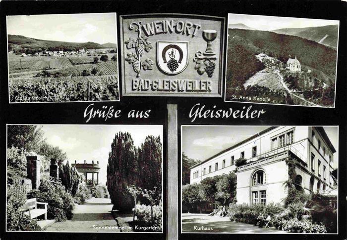 Bad Gleisweiler Panorama St Anna Kapelle Sonnentempel im Kurgarten KurhAUS
