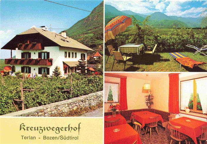 Terlan Terlano Suedtirol IT Kreuzwegerhof Freiterrasse Gaststube