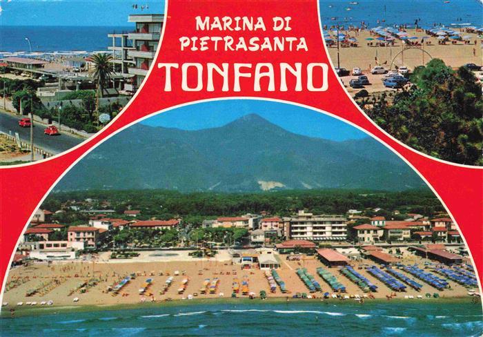MARINA DI PIETRASANTA Lucca Toscana IT Tofano Strand Fliegeraufnahme