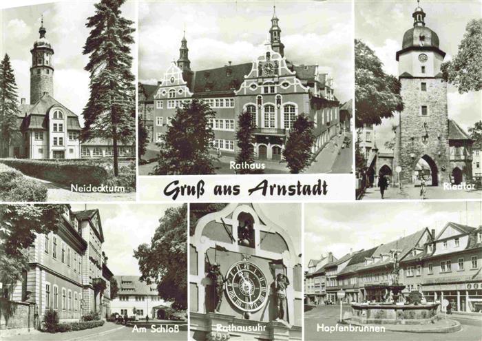 Arnstadt Ilm Thueringen Neideckturm Rathaus Riedtor Am Schloss Rathausuhr Hopfen
