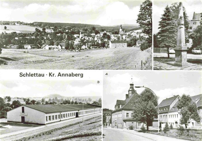 Schlettau Erzgebirge Panorama Postmeilensaeule LPG Pflanzenproduktion Lenin Mark