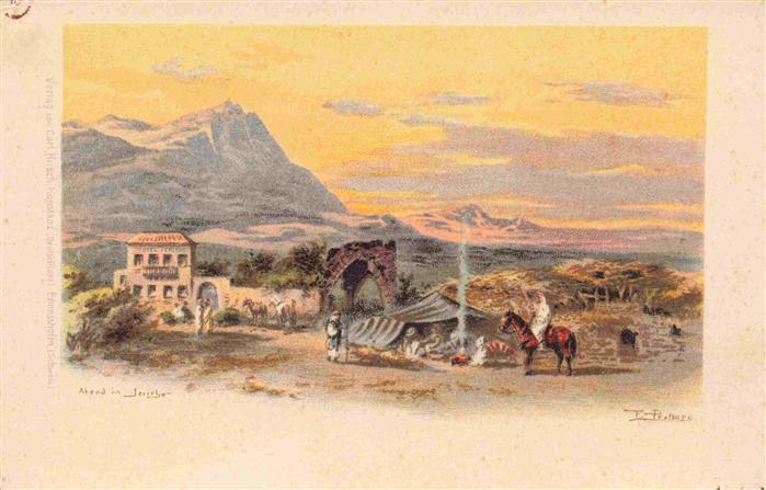 Jericho Israel Abend Zelt Pferd Ruinen Berge Landschaft Reiter orientalisch Son