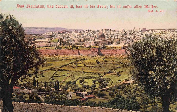 Jerusalem Yerushalayim Israel Felsendom Stadtmauer Panorama oelberg Gaerten Kup
