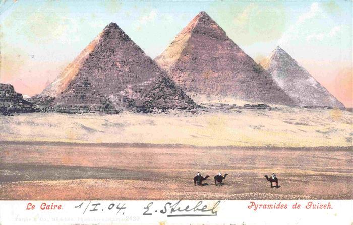 Giza Gizeh Egypt Pyramides-de-Guizeh Pyramiden Kamel Wueste Sandduenen Pharaonen